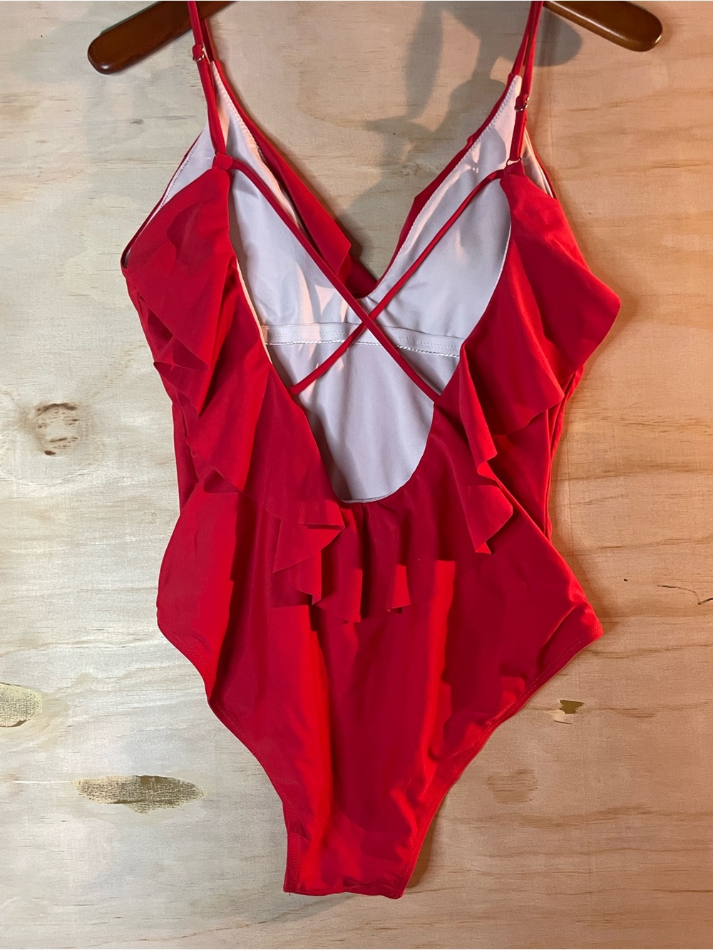 Red Ruffle One-Piece Swimsuit - Picture 2 of 5